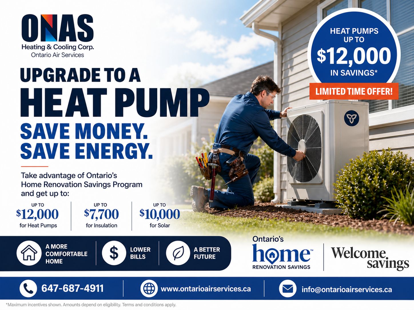 Modern cold-climate air source heat pump installed at an Ontario home